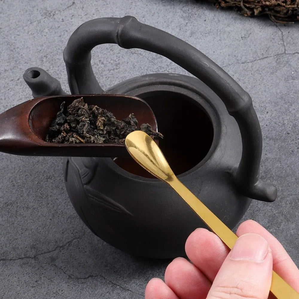 Stainless Steel Tea Sticks Japanese Traditional Leaf Scoops Spatula