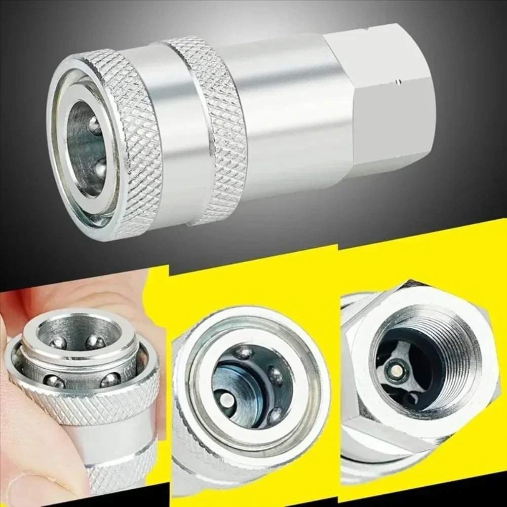 Hydraulic Quick Connect Coupler Set NPT 1/2" & 1/4" + Dust Cap