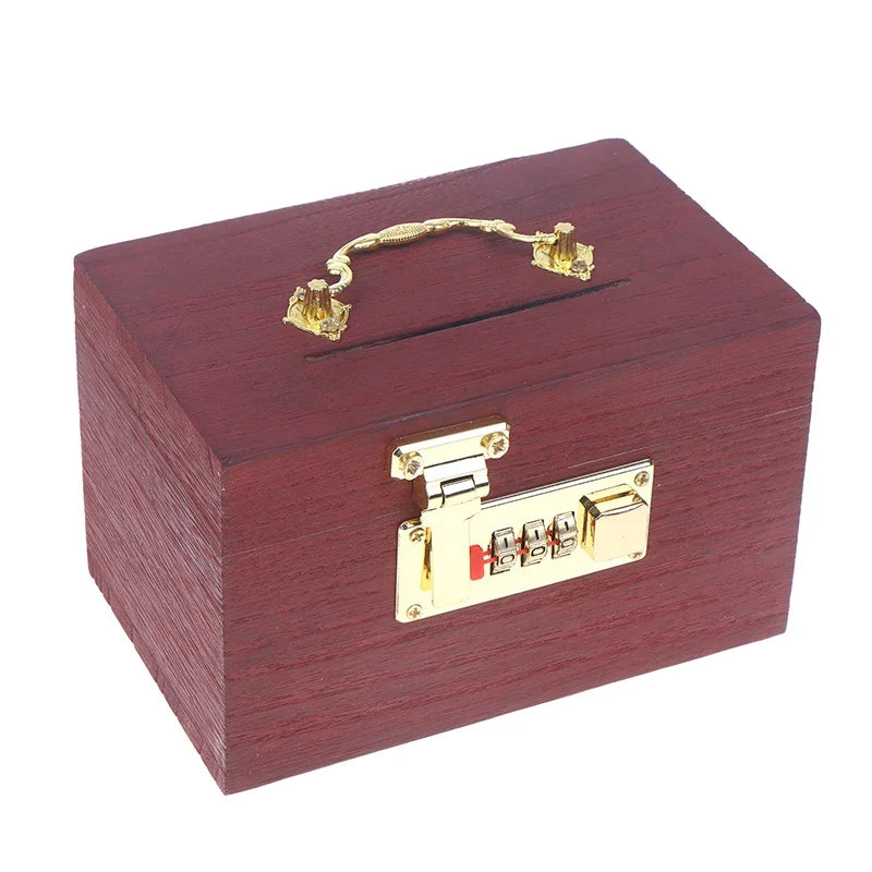 Wooden Password Lock Piggy Bank – Coin & Money Saving Box