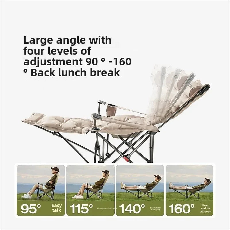 Folding Recliner Camping Chair – Adjustable Backrest & Cushion
