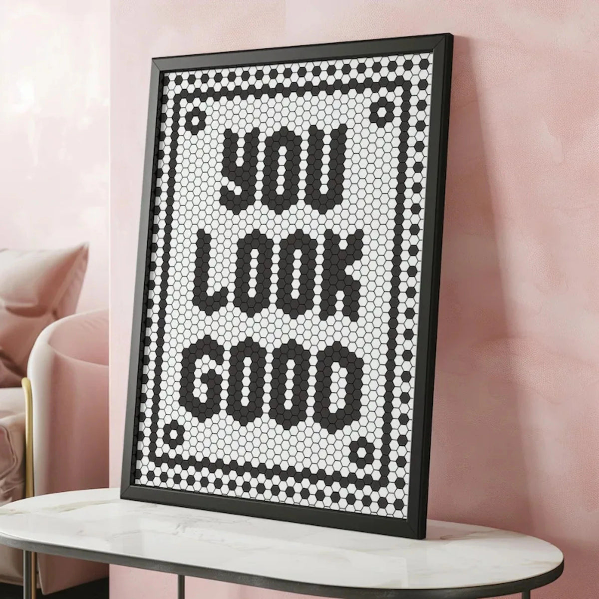 "You Look Good" Quote Hexagon Canvas Wall Art Print