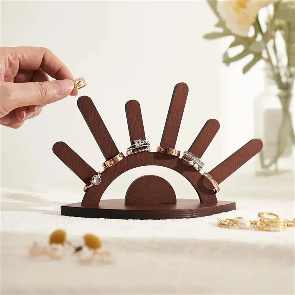 Handcrafted Wooden Jewelry Display Stand & Ring Holder