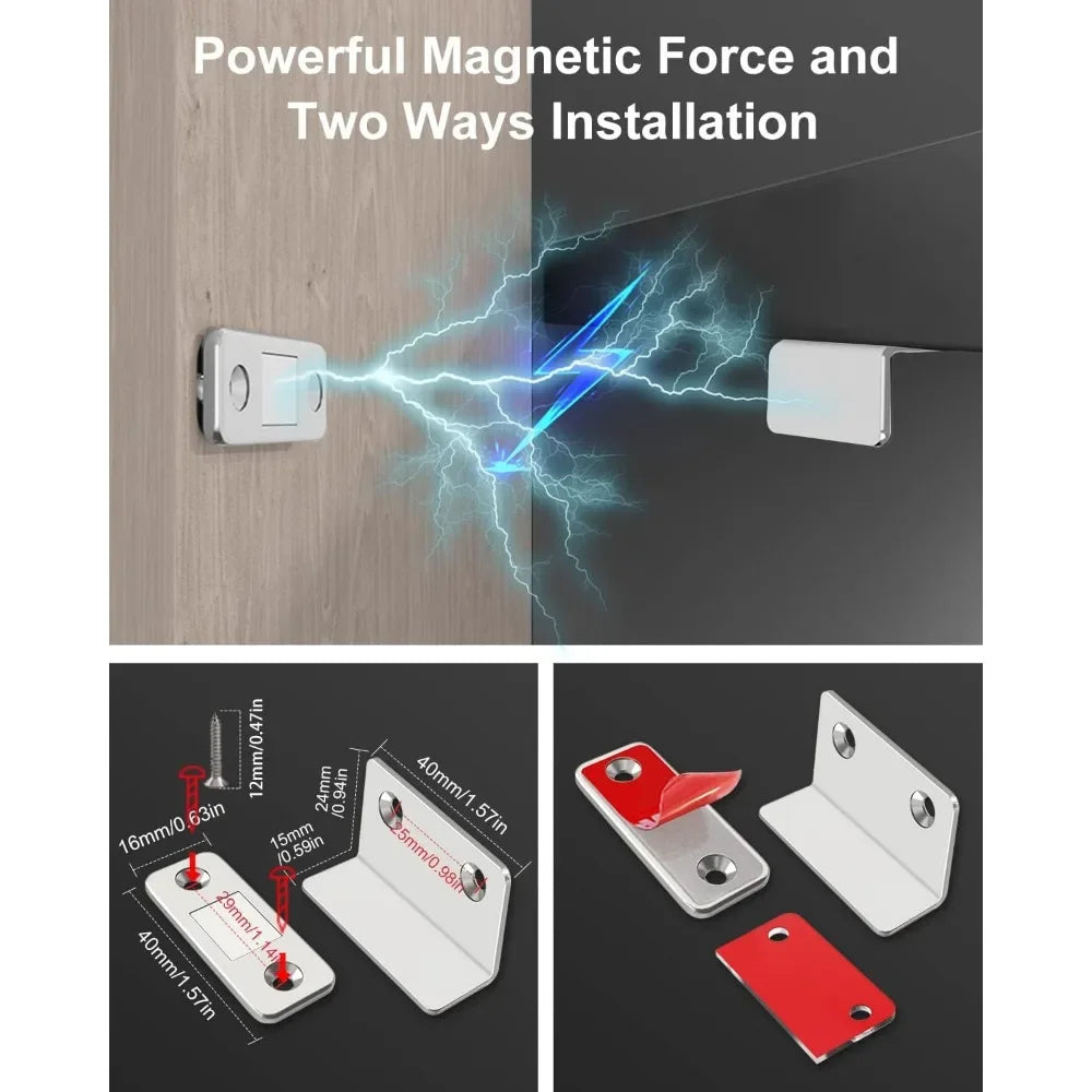 Punch Door Stopper Strong Magnetic L-shaped Closet Closer Ultra Thin