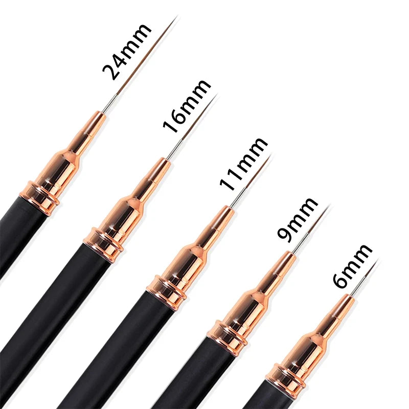 5-Piece Nail Art Liner Brush Set – 7/9/11/15/20mm Striping
