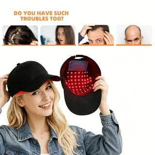 Head Massage Cap | Red & Blue Light, 4 Modes, Timer