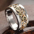Huitan Two-Tone Hollow Cubic Zirconia Ring for Women