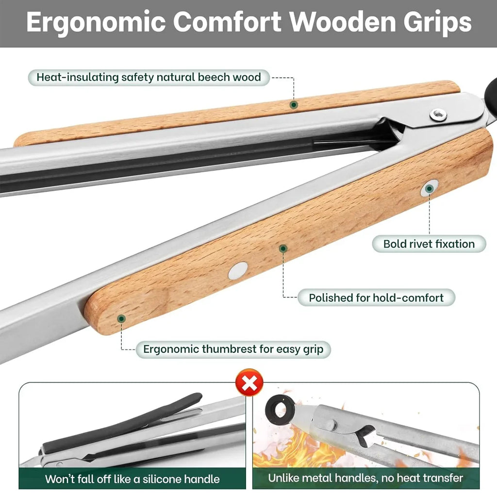 Leeseph Stainless Steel Food Tongs 7- Length Heavy Duty Kitchen