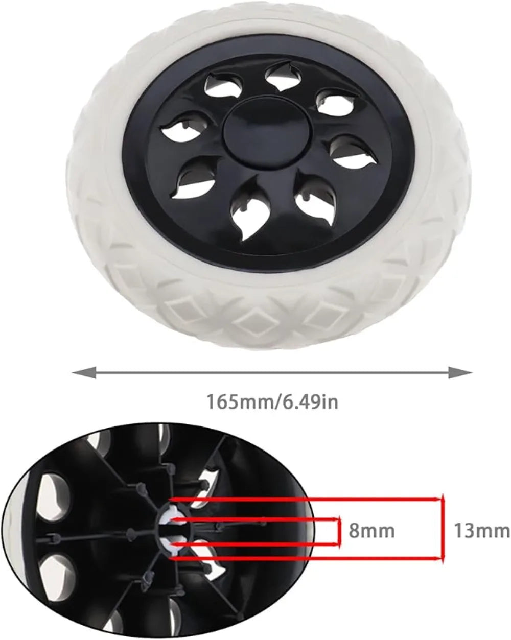 6.5" Anti-Slip Rubber Replacement Shopping Cart Wheels – 2-Pack