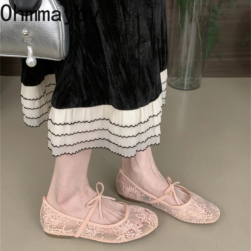 Women's Lace Mary Jane Ballet Flats – Slip-On Dress Shoes