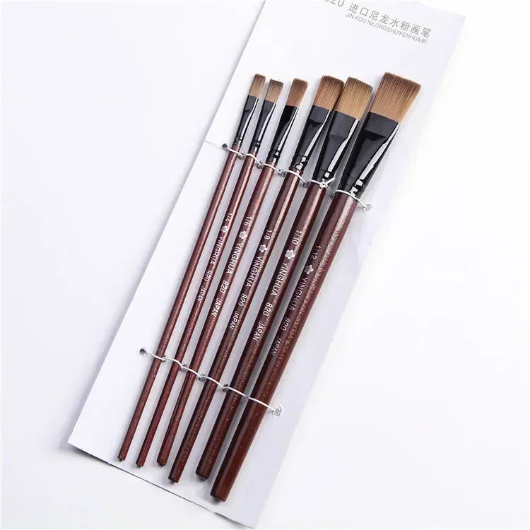 6-Piece Artist Paint Brush Set – Acrylic, Oil & Watercolor Nylon