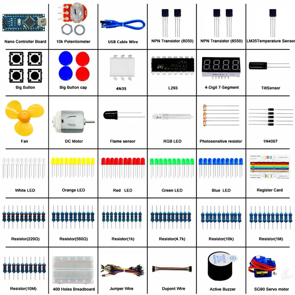 Arduino Nano Starter Kit – LED, Resistor & Components Set