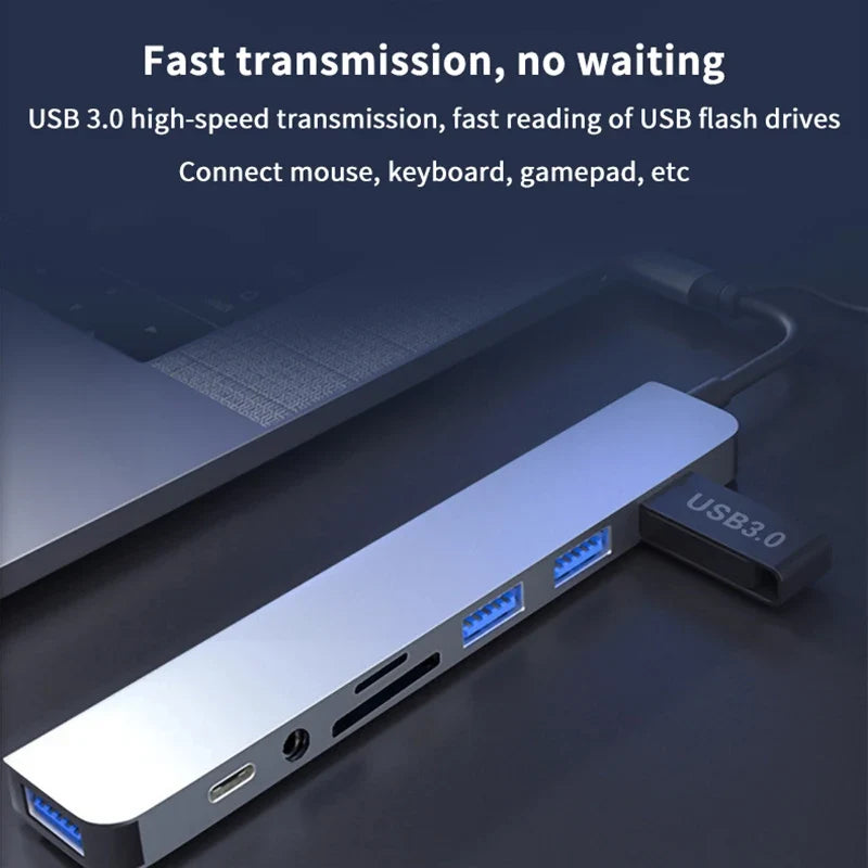 8-in-1 USB-C Hub – Audio Jack & TF Card Reader Adapter