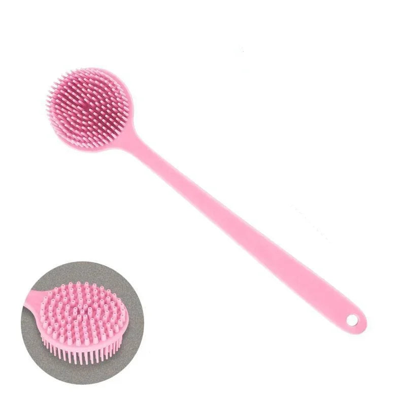 Silicone Long Handle Shower Brush Soft Haired Lazy Bath Tools Back
