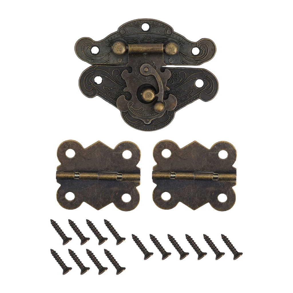 Antique Bronze Cabinet Hinge & Hasp Kit | Zinc Alloy Hardware