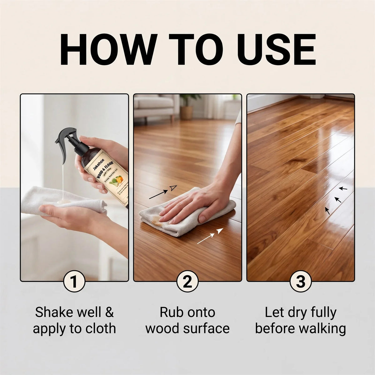Jakehoe Wood Floor Polish Cleaner Spray – Streak-Free