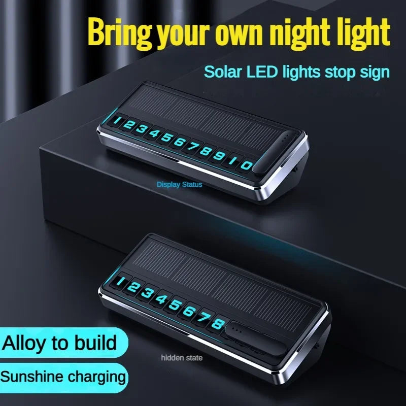 Solar LED Temporary Parking Card with Hidden Number Display