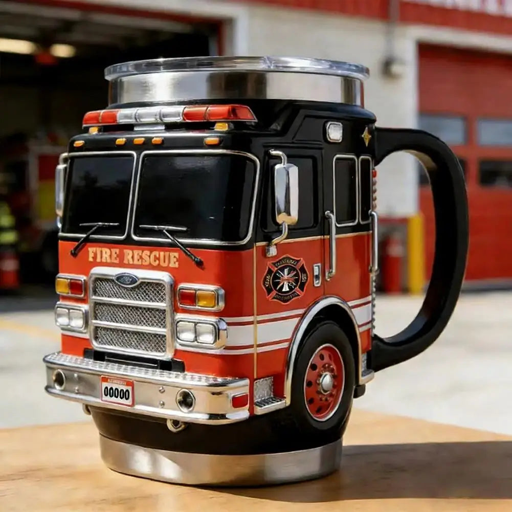 Fire Truck Novelty Coffee Mug – Resin & Stainless Steel