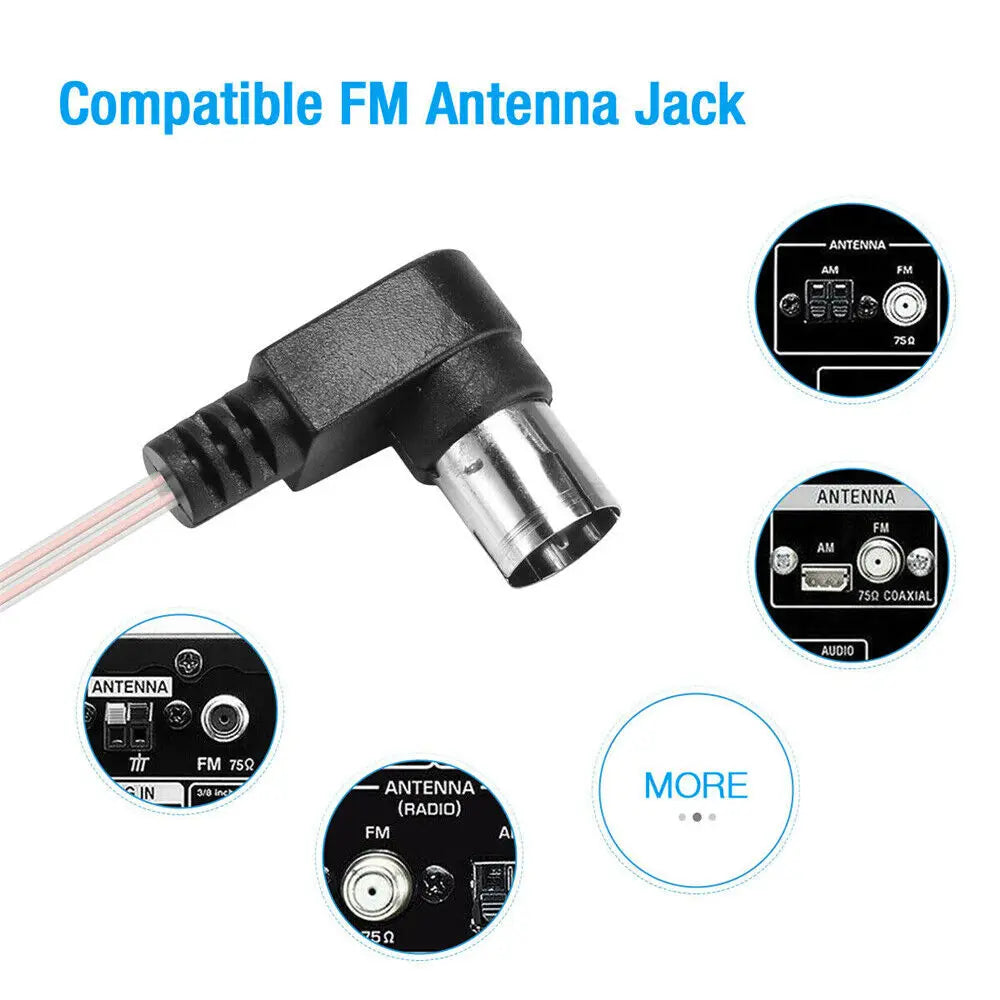 FM Dipole Antenna 75 Ohm F-Type – Indoor Stereo Radio Aerial