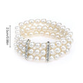 3-Row Pearl Rhinestone Stretch Bracelet | Multilayer Bangle