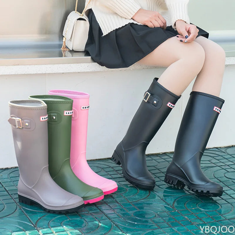Women's Knee-High Waterproof Rain Boots | Anti-Slip Rubber