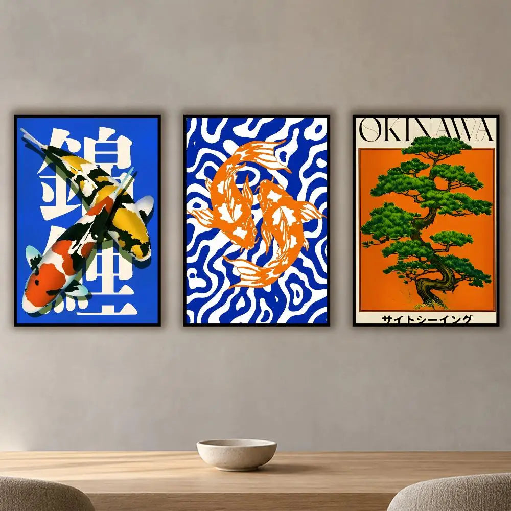 Japanese Koi Fish Waterproof PVC Wall Sticker Poster | Home Décor