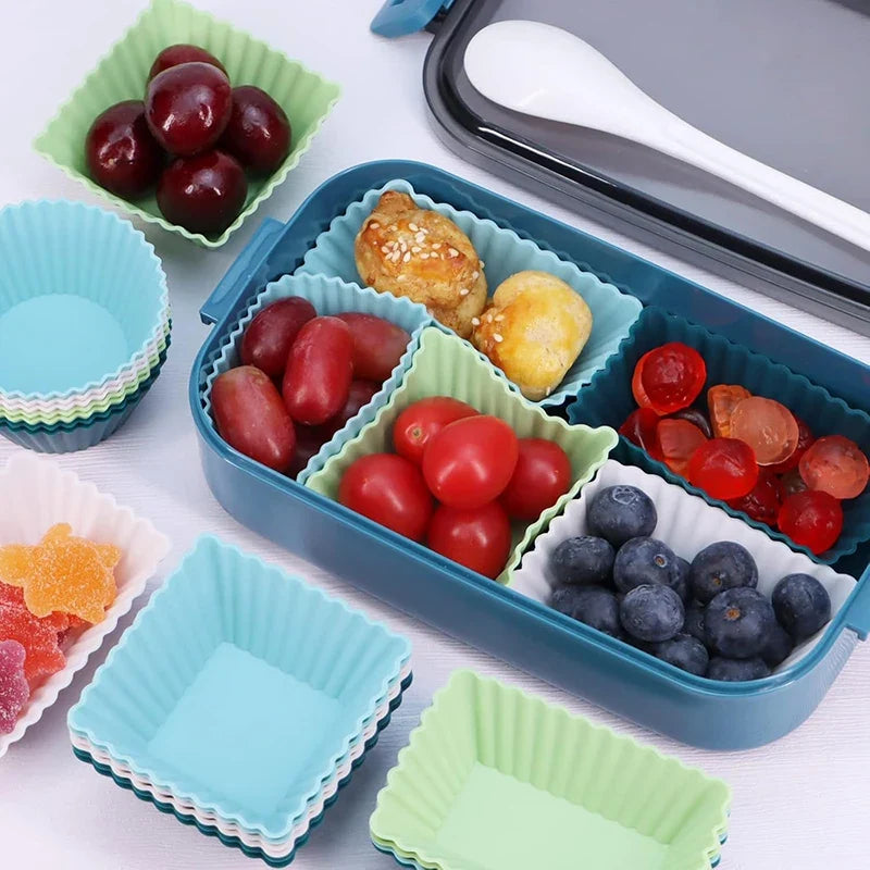 12-Pack Silicone Cupcake Molds & Bento Lunch Box Dividers
