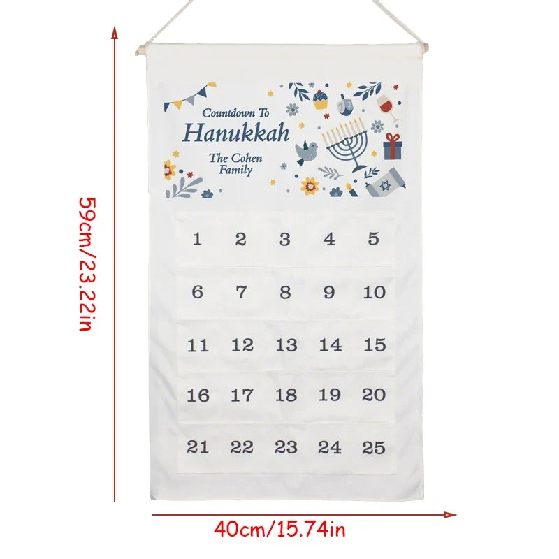 Personalised Hanukkah Countdown Calendar | Festive Wall Decor