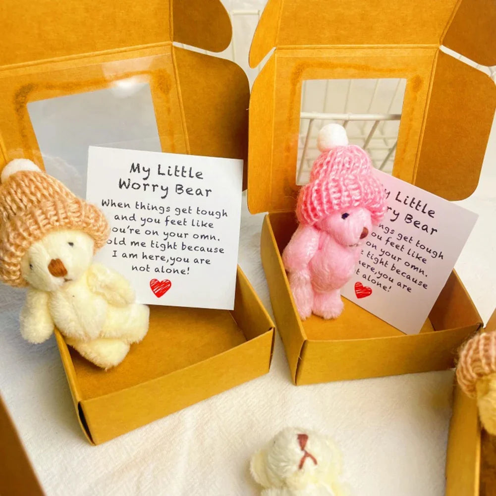 Mini Plush Bear in a Box with Inspirational Card | Cute Gift
