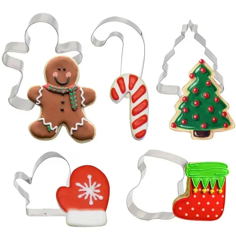 Christmas Cookie Cutter Gingerbread Man Xmas Tree Biscuit Mold Stamp