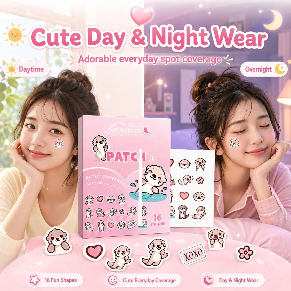 Cute Otter Hydrocolloid Pimple Patches | Blemish Stickers 32/160pc