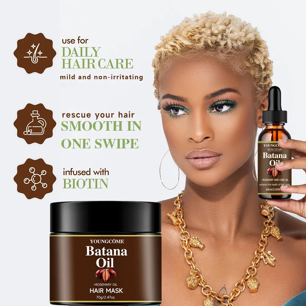Batana & Rosemary Oil Hair Mask & Serum Set | 2-Piece Duo