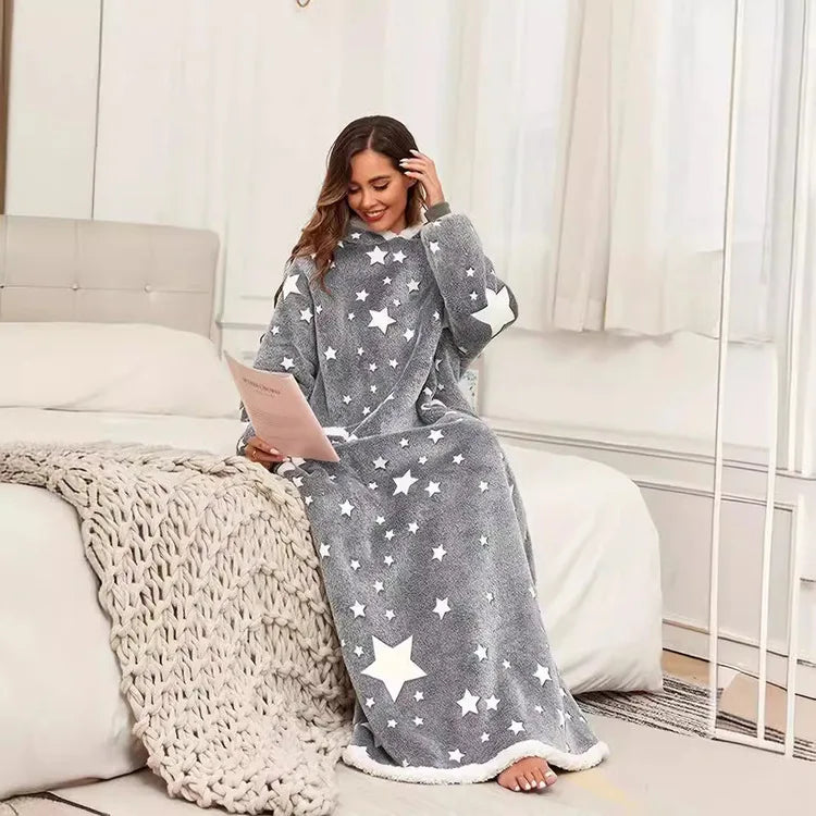 Women's Hooded Blanket Pullover – Warm Thickened Winter Homewear