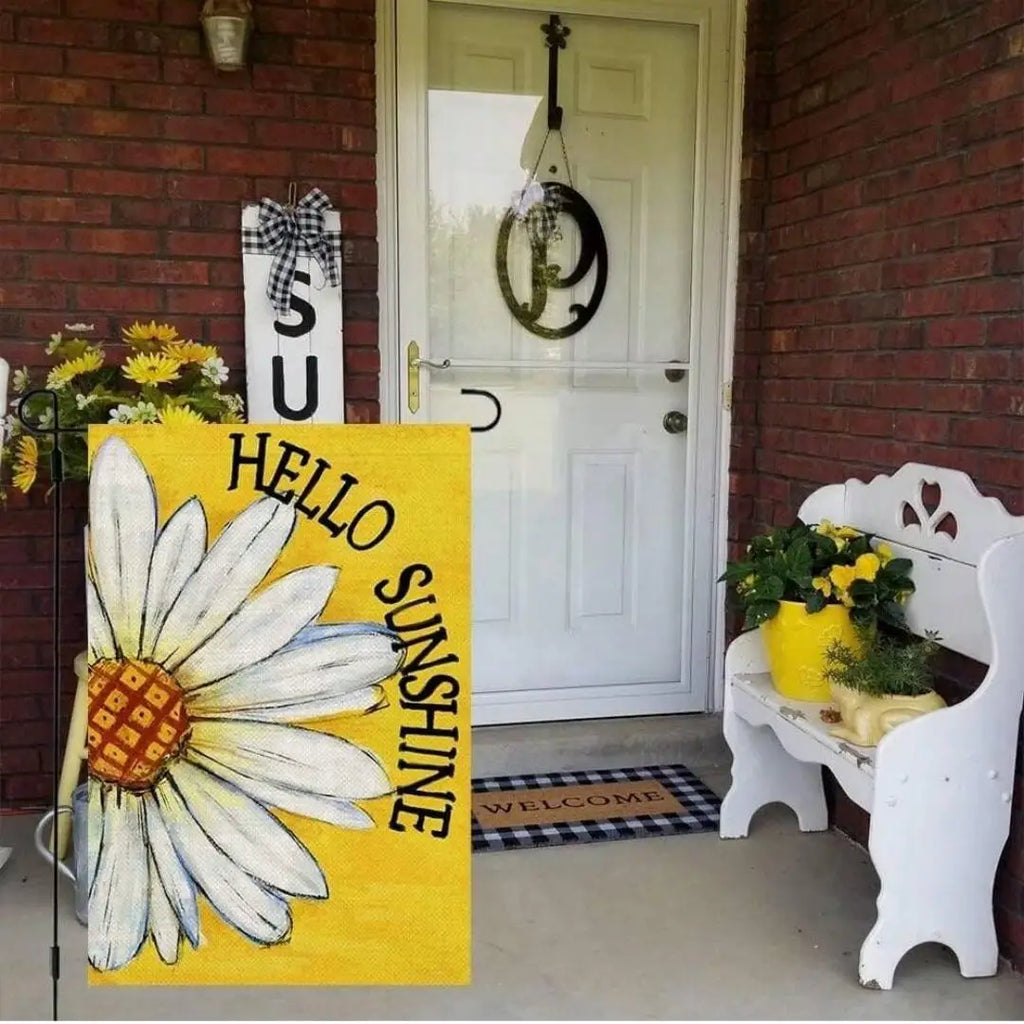 Hello Sunshine Summer Garden Flag Small Flags Outside Yard Decoration