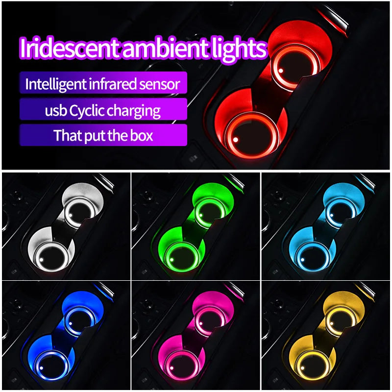 7-Color LED Car Cup Holder Coaster | Breathing Neon Light
