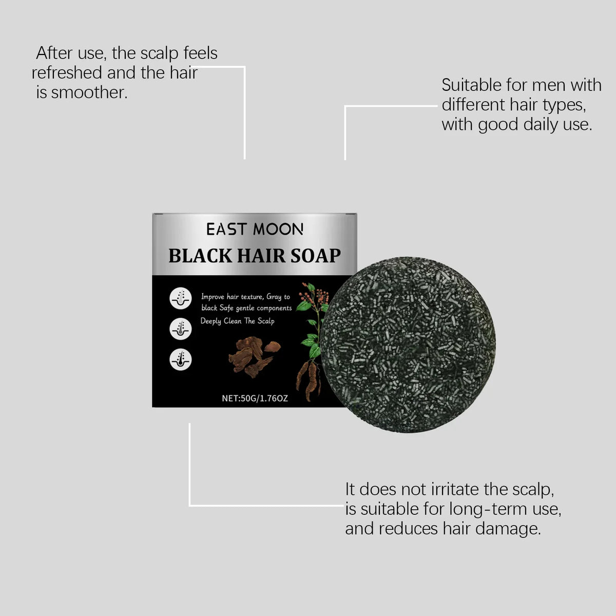 Bamboo Charcoal Solid Shampoo Bar – Scalp & Hair Nourishment