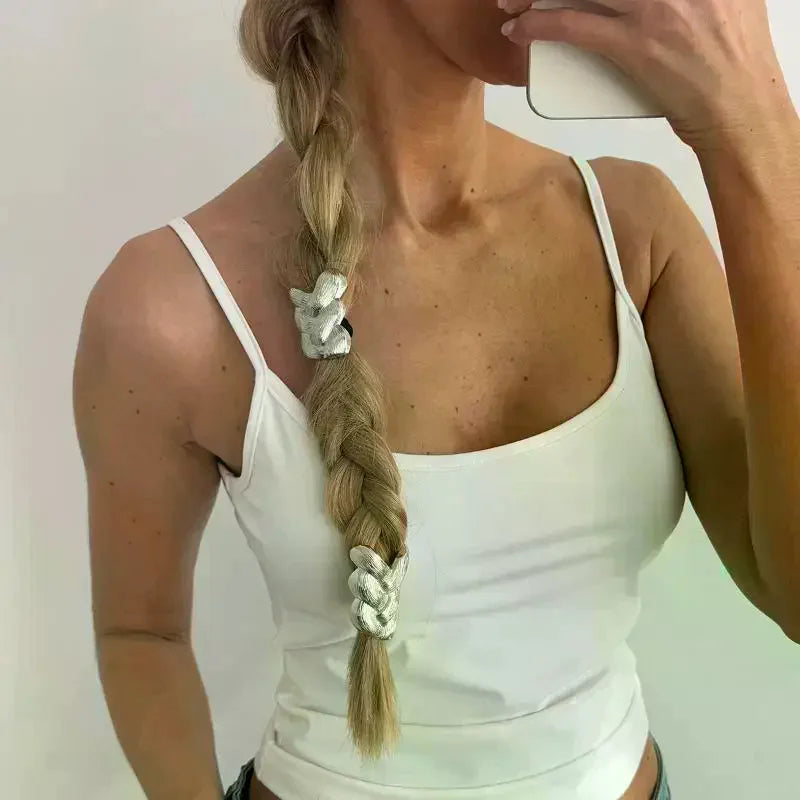 Metal Braid Elastic Hair Tie – Fashion Ponytail Rope