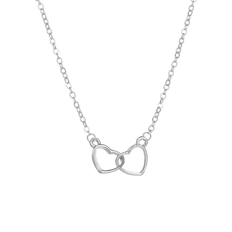 Huitan Double Heart Pendant Necklace – Women's Fashion Jewelry