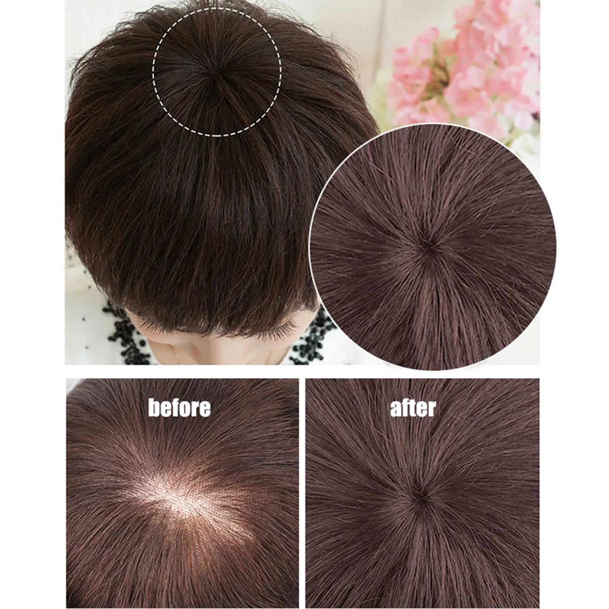 Women's Mono Hair Topper Clip-In Hairpiece for Crown Coverage