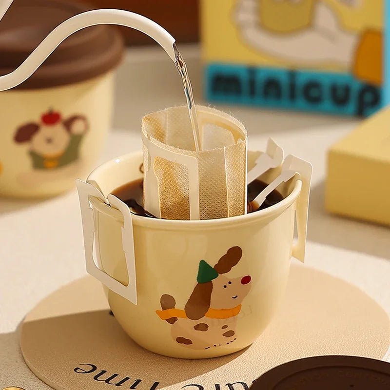 Sausage Dog Ceramic Coffee Mug with Lid | Cute Cartoon Puppy Cup