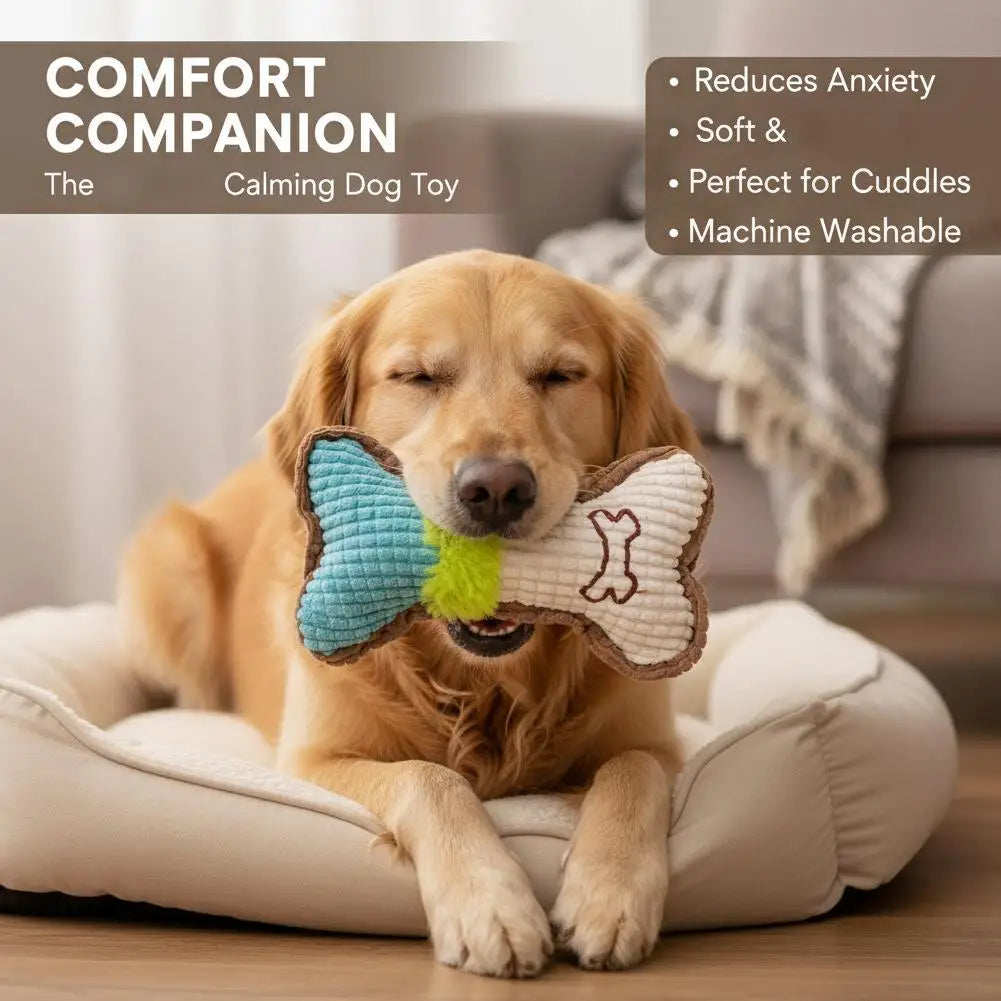 Plush Dog Bone Squeaky Toy – Small & Medium Dogs Chew Toy
