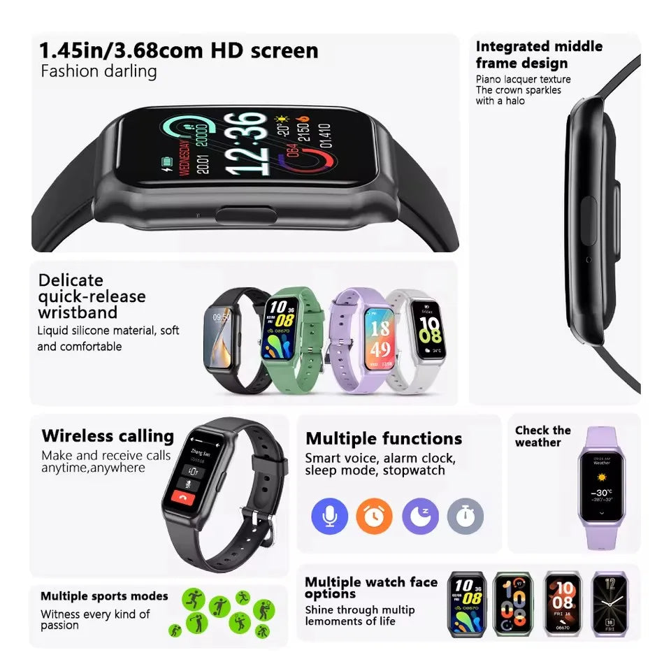 Curved Screen Smart Watch 2026 Health Heart Rate Blood Oxygen