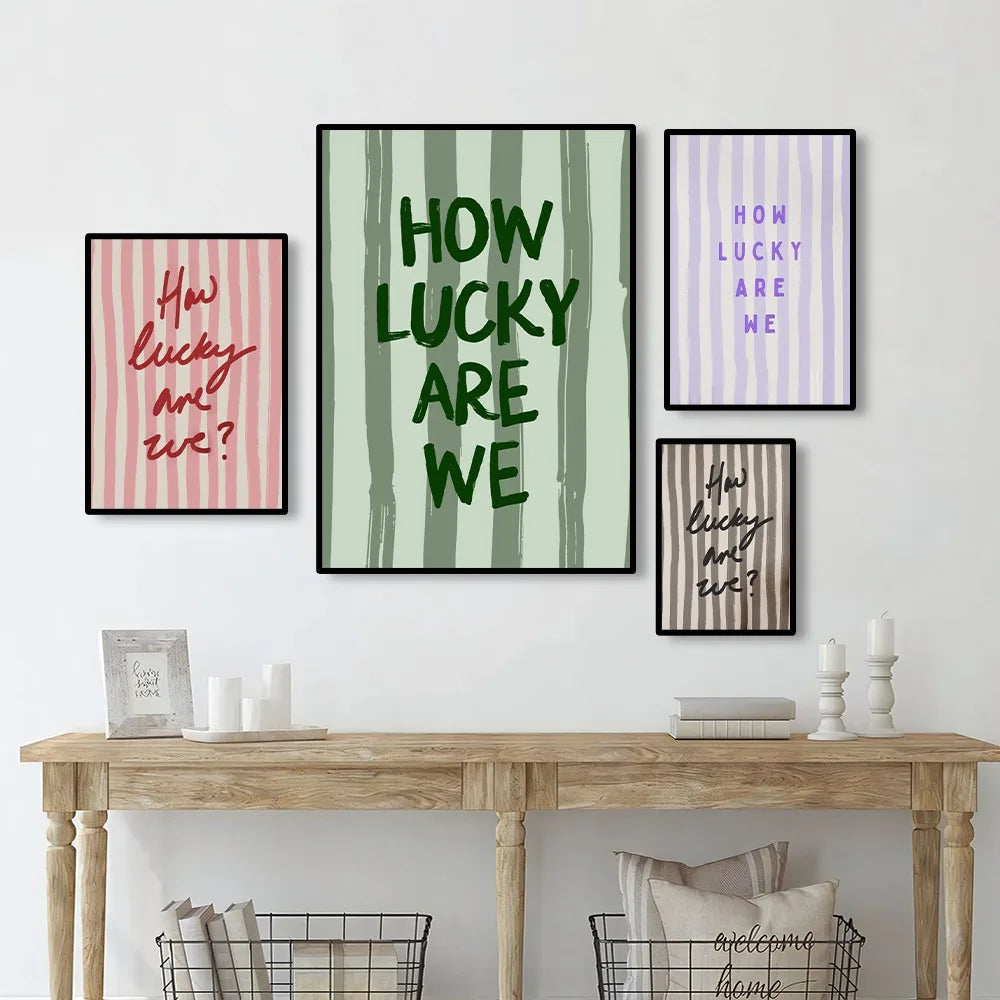"How Lucky Are We" Unframed Retro Canvas Wall Art Print