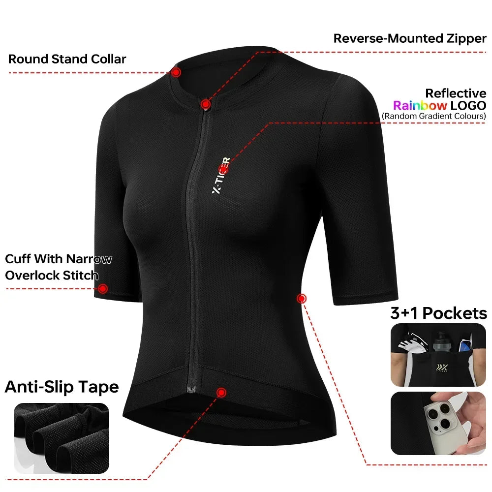 X-TIGER Women's Cycling Jersey – Breathable Short Sleeve Bike Shirt