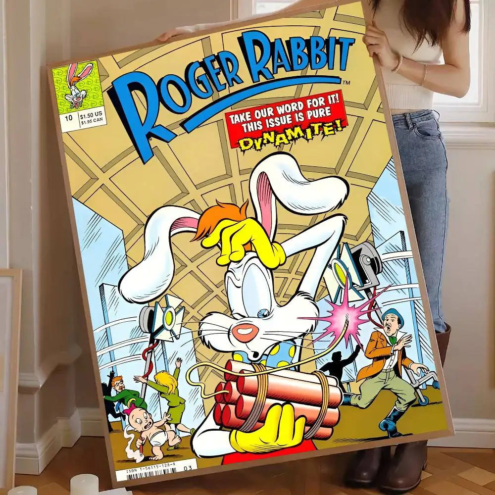 Cartoon Rabbit Self-Adhesive Wall Poster – Waterproof Mural Art