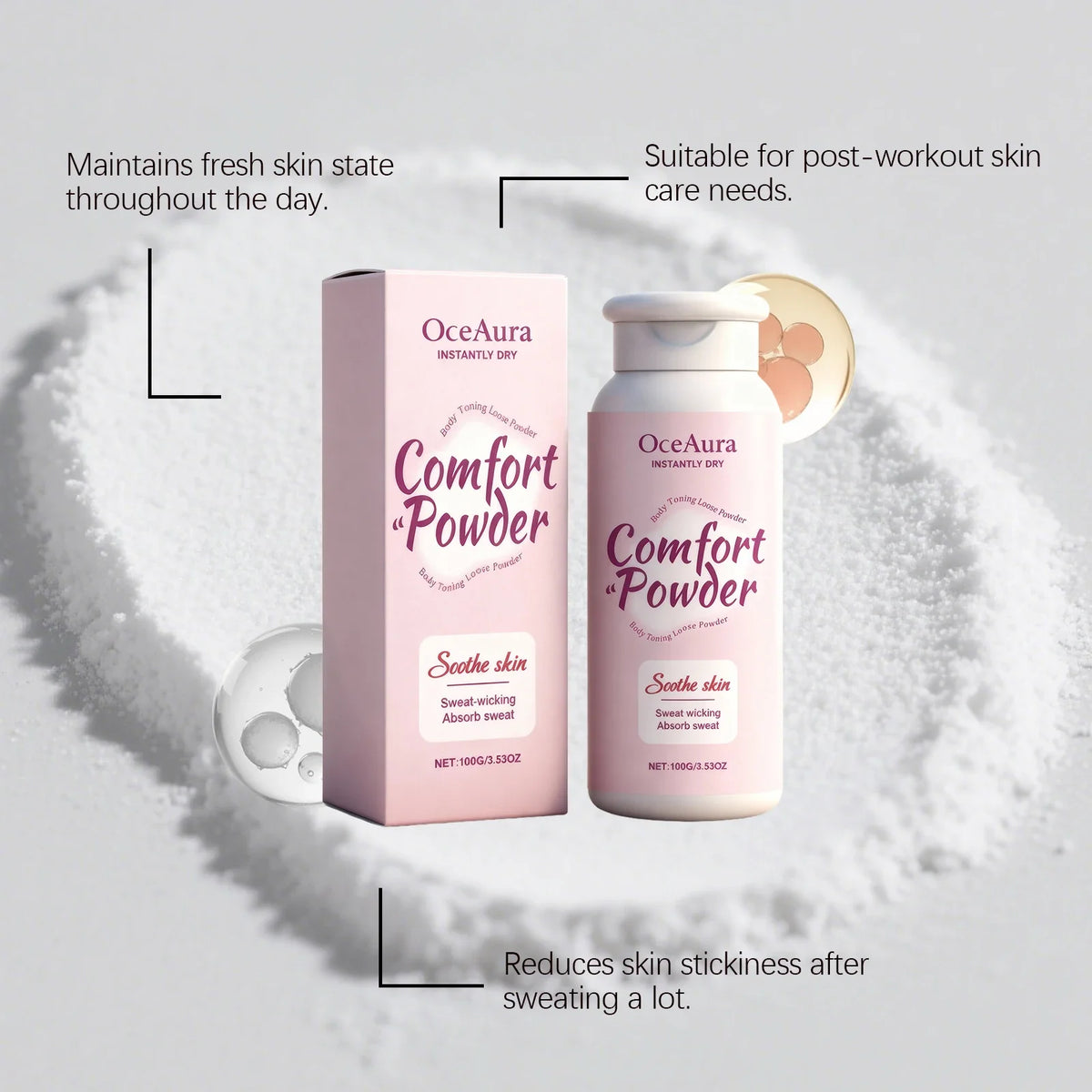 Talc-Free Instant Dry Body Powder | Sweat Absorbing Summer Care