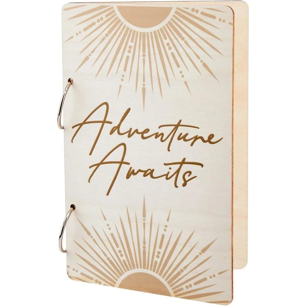 Wooden "Adventure Awaits" Loose Leaf Card & Photo Binder