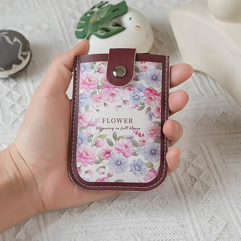 Slim Floral Pull-Out Card Holder Wallet – 5 Slots for Women