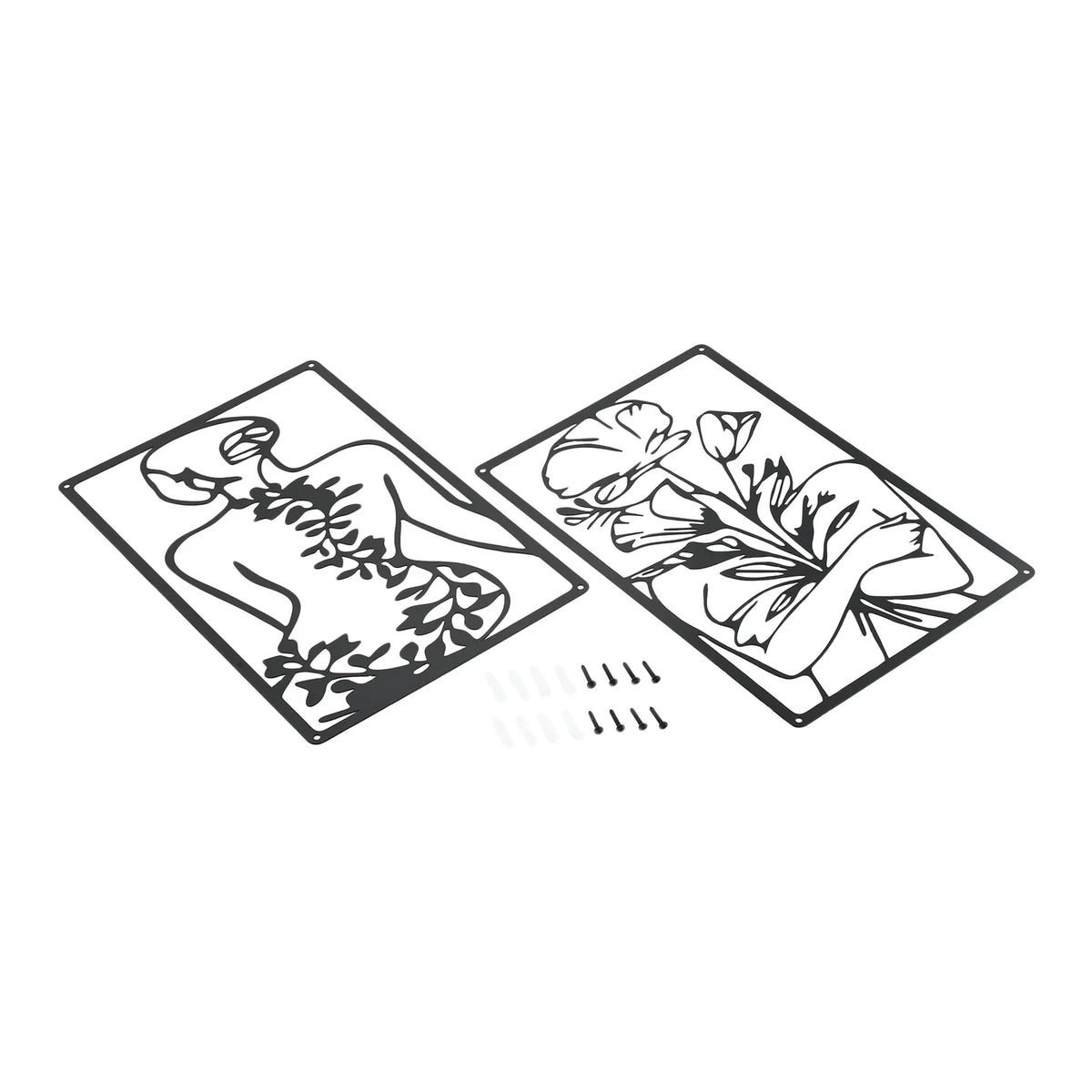 Metal Abstract Female Wall Art Set of 4 – Modern Line Art Décor