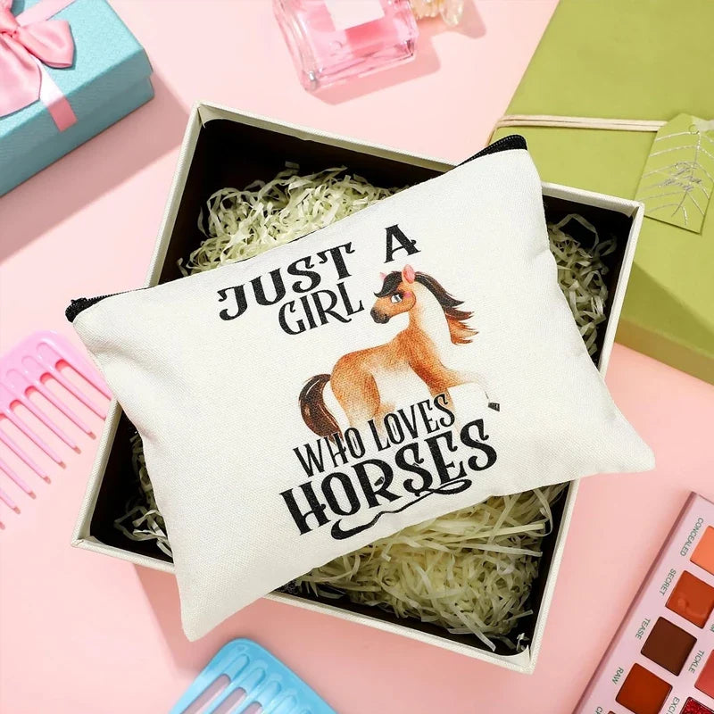 Horse Lover Canvas Makeup Bag | Just A Girl Who Loves Horses