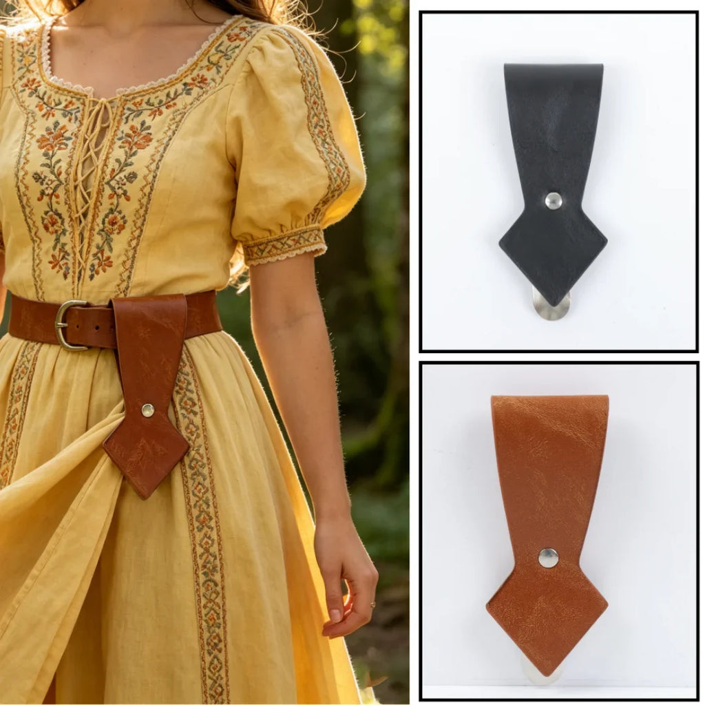 UYEE Belt Vintage Rhombus Leather Waist Accessory Skirt Lift Clip